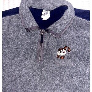 Vintage 90s Taz Looney Tunes Jacket Adult Quarter Zip Gray Warner Bros XXL